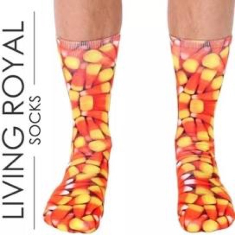 2 Set Pairs Living Royal Candy Corn Print Crew Unisex